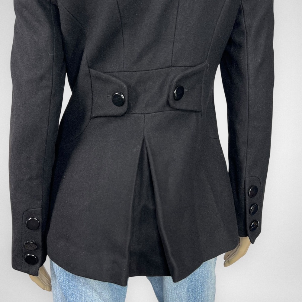 WHITE RIVET Double Breasted Black Pea Coat Petite M - Picture 7 of 11